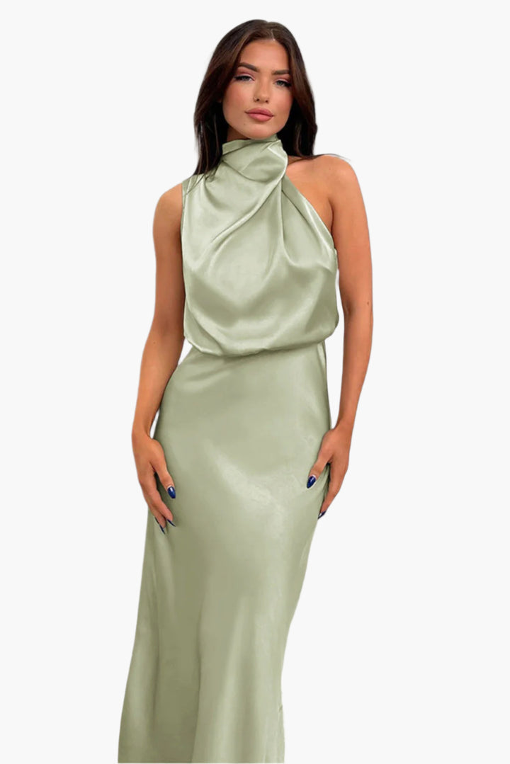 Claudia™ | Glamorous satin dress with halter