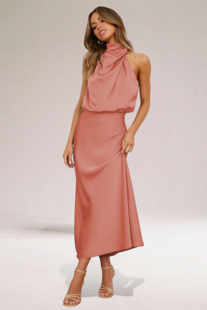 Claudia™ | Glamorous satin dress with halter