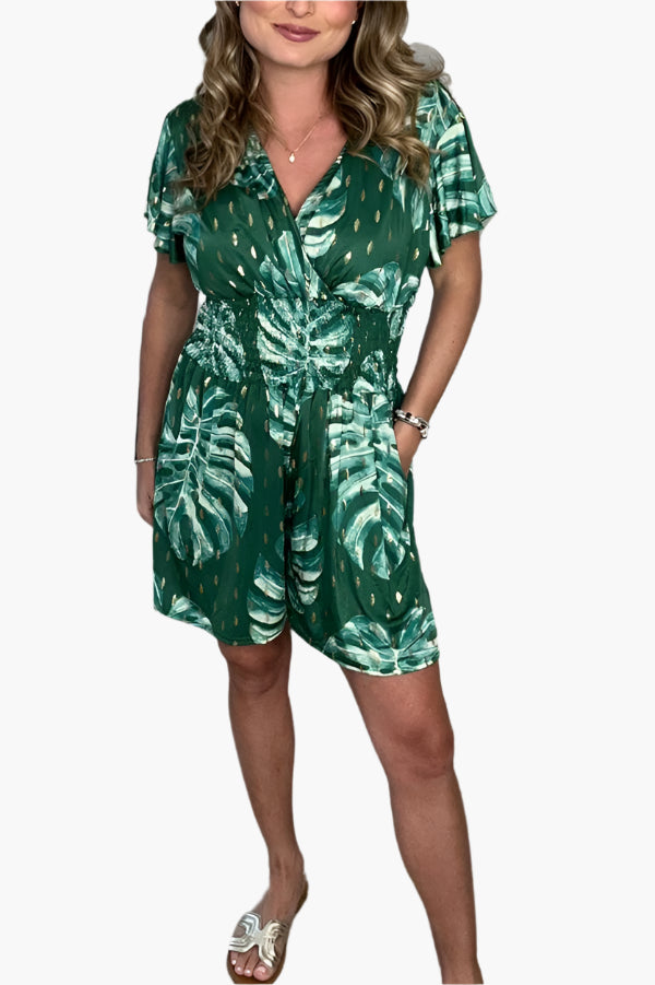 Jolaine™ - Leafy Print Romper