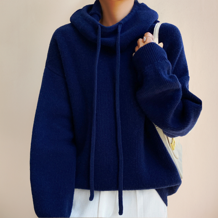 Naomi® | Oversized Knit Hoodie with Drawstring